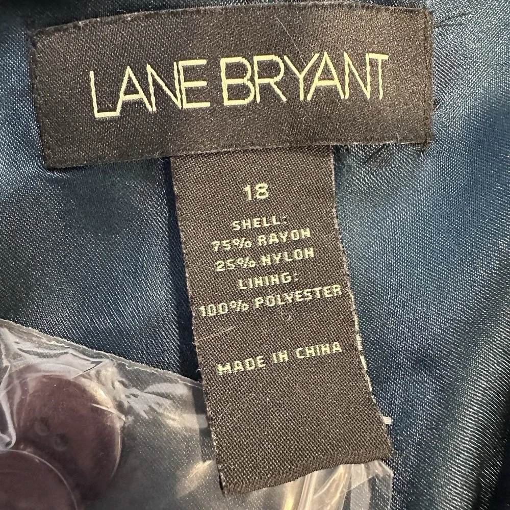 Lane Bryant Size-18 Womens Velvet‎ Blazer Teal Blue Jacket Button Front